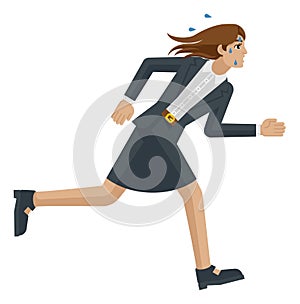 Business Woman Stress Tired Running Concept