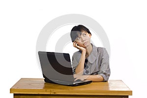 Business Woman Stress Using Laptop at the Desk