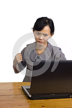 Business Woman Stress Using Laptop at the Desk