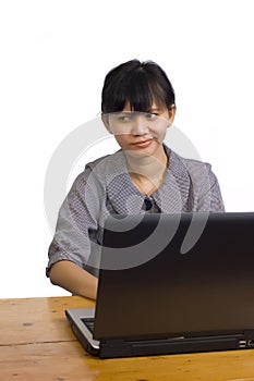 Business Woman Stress Using Laptop at the Desk