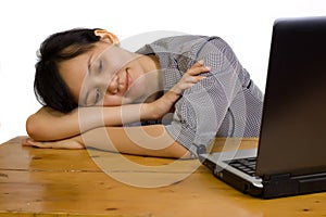 Business Woman Stress Using Laptop at the Desk