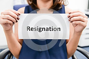 Business woman submitted the Resignation letter