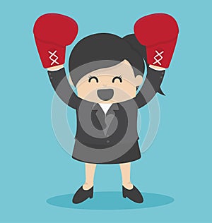 Business Woman in a suit and boxing gloves