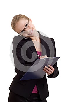 Business woman talking on a cell phone