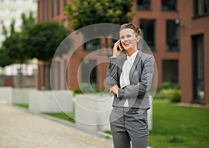 Business woman talking cell phone