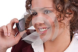 Business woman talking on a mobile phone