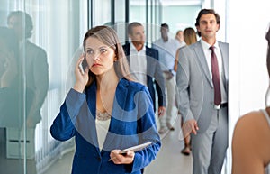 Business woman talking on mobile phone