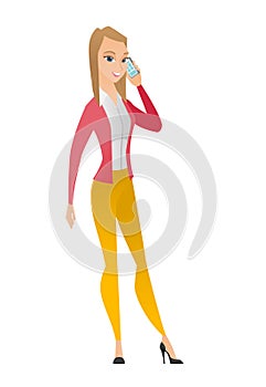 Business woman talking on a mobile phone.