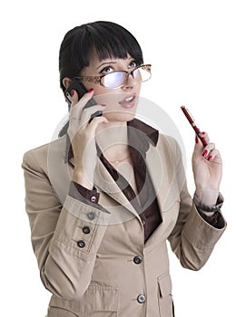 Business woman talking over cell phone