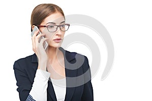 Business woman talking on phone