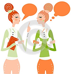 Business woman talking speech think bubble