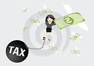 Business woman Tax Concept.