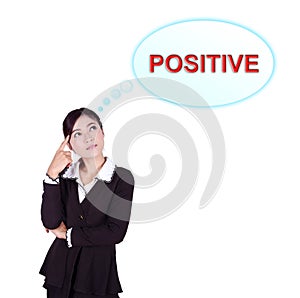 Business woman thinking about positive thinking
