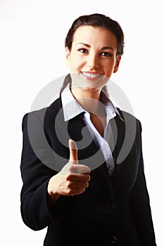 Business woman with thumb up