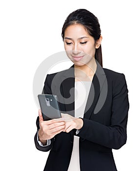 Business woman touch on mobile phone