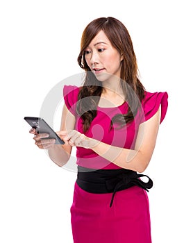 Business woman touch on mobile phone