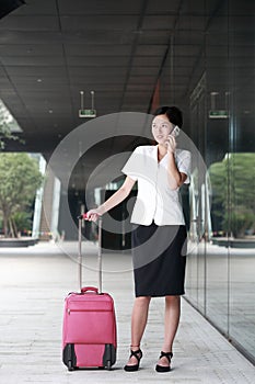 Business woman travel luggage