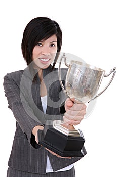 Business Woman with Trophy