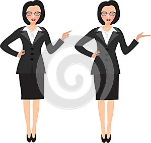 Business woman in two different positions