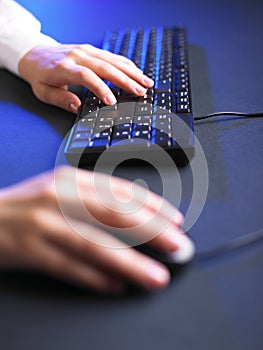 Business Woman Typing on Computer Keyboard
