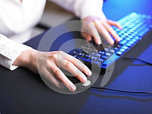 Business Woman Typing on Computer Keyboard