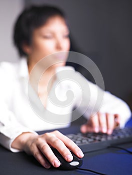 Business Woman Typing on Computer Keyboard