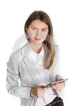 Business woman using digital tablet computer