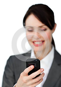 Business woman using her mobile phone