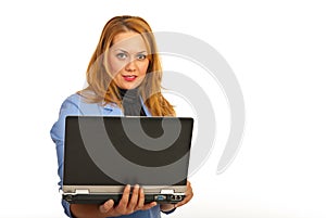 Business woman using laptop