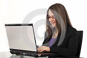 Business woman using laptop