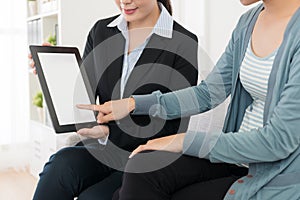 Business woman using mobile digital tablet