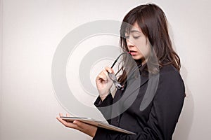 Business woman using a touch pad tablet. concept for business