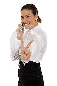 Business woman with victory gesture