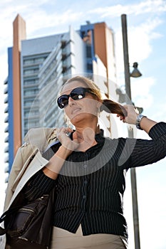 Business woman walking down the street