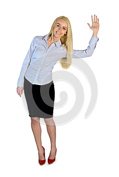Business woman wave hand