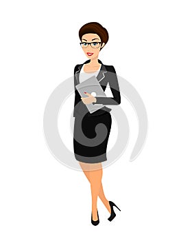 Business woman wearing black suit