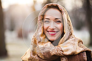 Business woman wearing headscarf