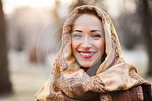 Business woman wearing headscarf photo