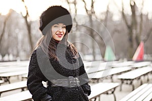 Business woman in winter city