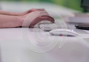 Business woman working on computer at office