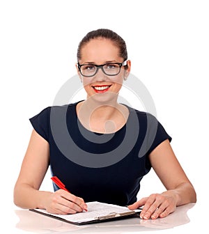 Business woman working with documents