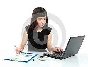 Business woman working on her desk