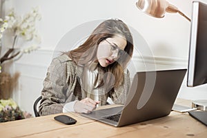 Business woman is working in her office desk