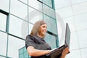 Business Woman Working on Laptop