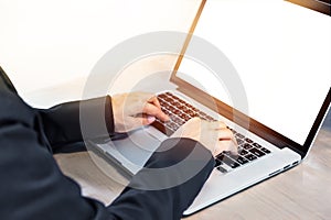 Business woman working on notebook