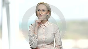 Business woman working with virtual screen.