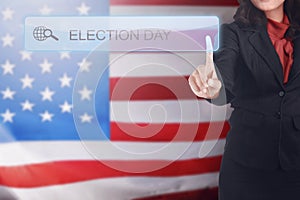 Business woman written a Election Day in search bar