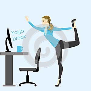 Business woman in a yoga pose