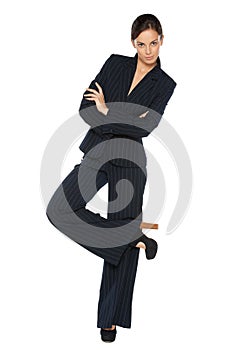 Business womanposing over white