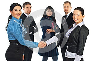 Business women handshake